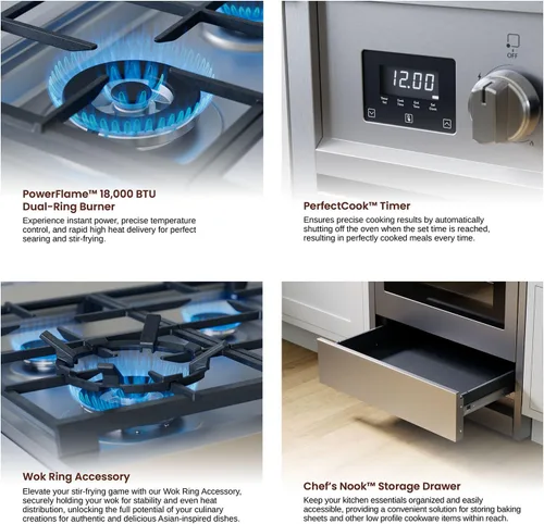 Vista 2 de Rangaire RRG241TS Cocina de Gas de 24" con Temporizador - Acero Inoxidable, Quemadores Sellados, Ventilador de Convección, Estantes de Fácil Alcance