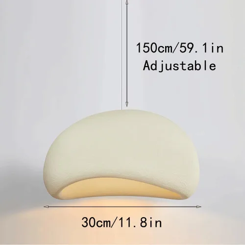Vista 2 de Luces colgantes grandes de 11.8 pulgadas, lámpara colgante japonesa de poliestireno Wabi-Sabi, cable ajustable, enchufes E27/E26, lámpara de resina