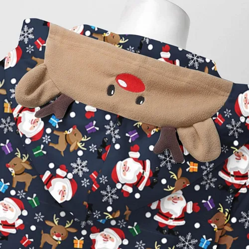 Vista 5 de ZEFOTIM Pijamas de Navidad para la familia con lindos mamelucos con capucha, conjuntos a juego para adultos, niños y bebés