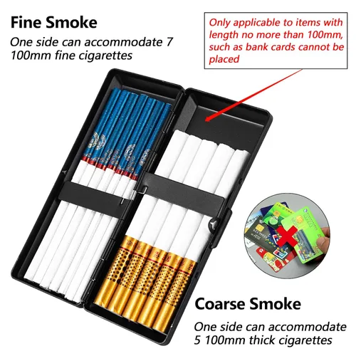 Vista 4 de Elegante, moderna y minimalista pitillera de metal - Capacidad para 10 cigarrillos de 100mm - Perfecta para mujeres - Diseño de metal ligero
