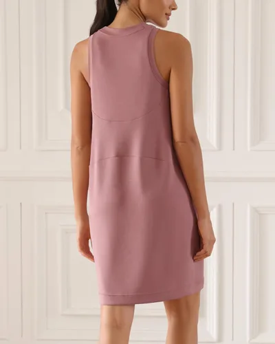 Vista 4 de ODODOS Vestido de verano suave y suelto para mujer, casual, sin mangas, con bolsillo tipo canguro