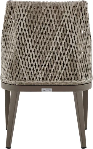 Vista 9 de Armen Living Silvana - Silla de comedor de mimbre y aluminio para exteriores con cojines beige - Juego de 2