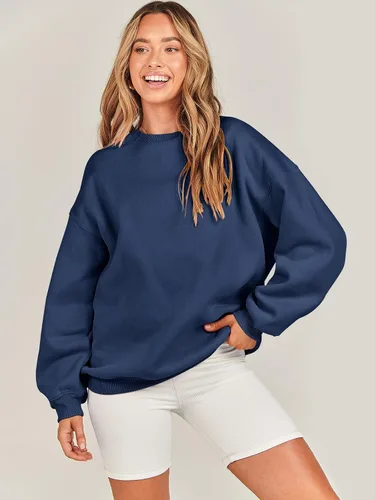 Vista 7 de ANRABESS Sudadera de gran tamaño para mujer, con cuello redondo, estilo Y2K, sudadera con capucha de forro polar, cómoda, camiseta informal, ropa
