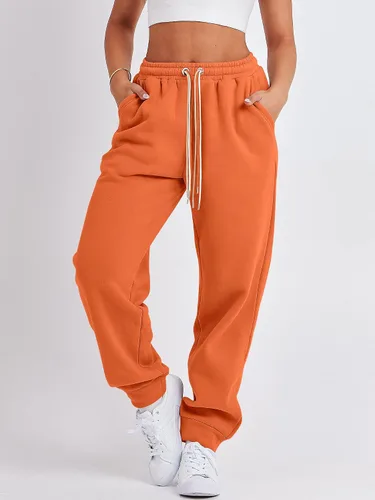 Vista 3 de ANRABESS Pantalones deportivos holgados de forro polar de cintura alta para mujer, pantalones deportivos Y2K para adolescentes y niñas