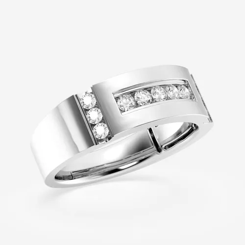 Vista 2 de CUSTOMIZE JEWELS 12 ctw Round Lab Grown Diamond Men's Framed Channel Set Wedding Band In 14k Gold