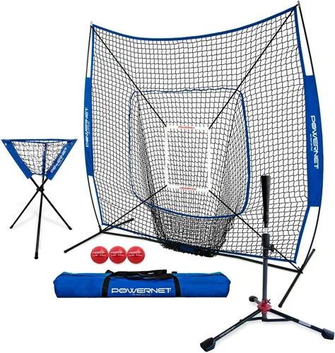 Vista 15 de PowerNet Baseball Softball Practice Net 7x7 with Baseball Accessories for Practice Pitching, Batting & Fielding, Ball Caddy, Weighted Baseballs, Tee