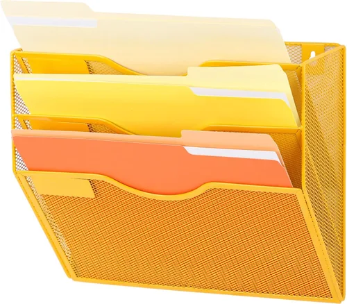 Vista 40 de EASEPRES Organizador de archivos de malla de 3 bolsillos para colgar en la pared, carpeta de papel para correo montada en la pared, organizador