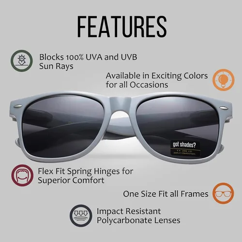 Vista 3 de Got Shades Wholesale Bulk Unisex 80's Retro 100% UV Sunglasses for Adults - 10 Pack - wFlex Hinges