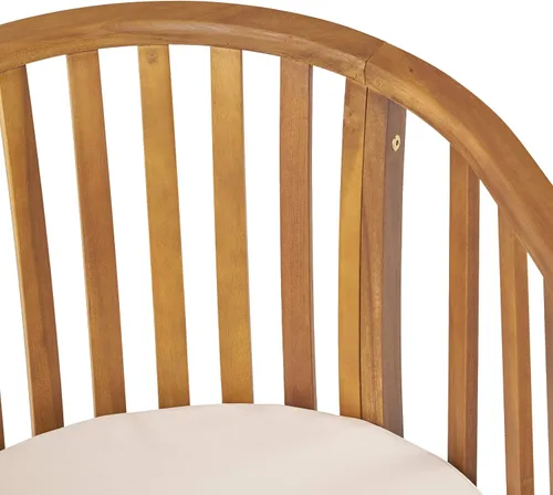 Vista 4 de Great Deal Furniture Nola - Sillas de comedor de madera para exteriores con cojines (juego de 2), acabado crema y teca, (309261)
