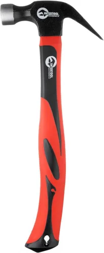 Vista 5 de INTERTOOL Martillo de garra de 16 onzas / 1 libra para enmarcar, clavos, carpintería, cara fresada y mango de fibra de vidrio antideslizante que