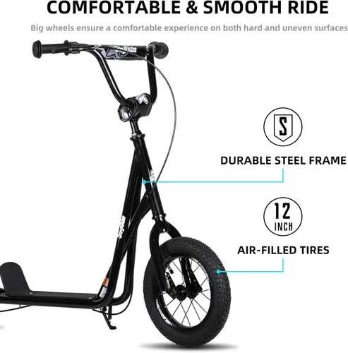 Vista 2 de JOYSTAR Patinete para niños de 5 a 9 años de edad, ruedas grandes de 12 pulgadas para niños, adolescentes y adultos, freno trasero y manubrio
