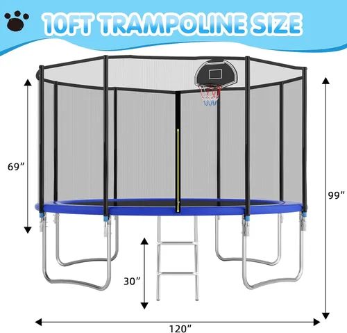 Vista 2 de Tranpoline - Tranpoline para exteriores de 16 pies, 14 pies, 12 pies, 10 pies, para niños y adultos, capacidad de peso de tranpoline de 300 a 1000