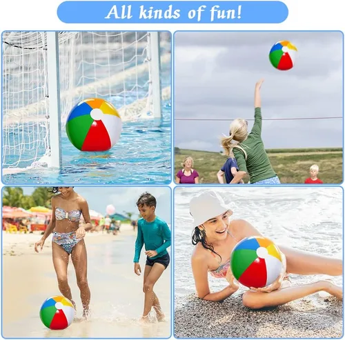 Vista 7 de Beach Balls 12 Pack, 12" Ball, Beach Toys for Kids, Pool Games, Inflatable Pool Toys, Bulk Hawaiian Tropical Theme Party Decorations Favors Supplies