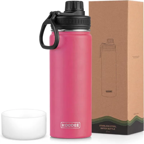 Vista 61 de koodee Botella de agua para niños, botella de agua de acero inoxidable de 12 onzas con aislamiento al vacío para la escuela, botella de agua de boca