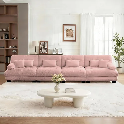 Vista 143 de Sofá Seccional Modular Extragrande de 93.7 pulgadas, Sofá de Dos Plazas Cloud Couch con Almohadas y Cojín Extra Grueso para Sala de Estar, Cine