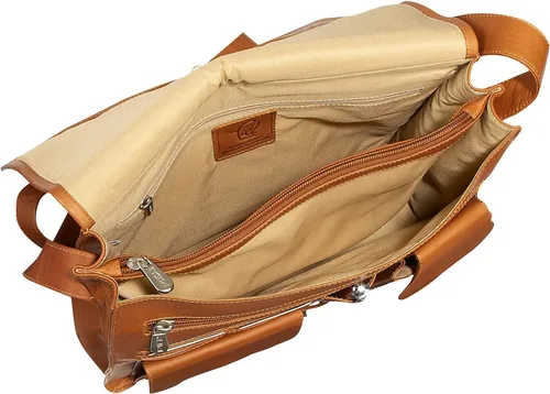 Vista 5 de Piel Leather Bolso grande con organizador, Saddle