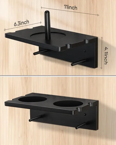Vista 2 de Soporte para taco de pared 2 en 1, soporte para tazas o tizas, color Negro