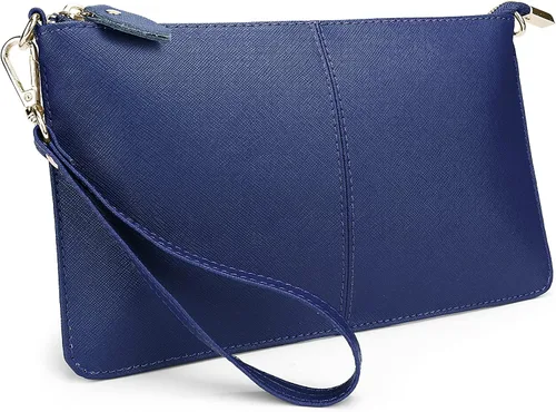 Vista 35 de YALUXE Women's Genuine Leather Wristlet Handbags Purses Clutch Wallet Bag 1- Correa de cuero blanco