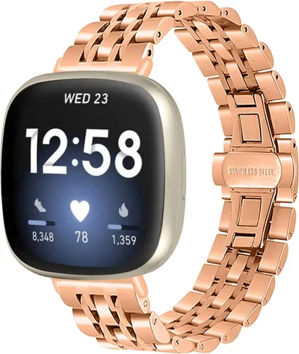 Vista 12 de Compatible con bandas Fitbit Versa 4/Versa 3/Sense 2/Sense para mujeres y hombres, correa de repuesto de metal de acero inoxidable para Fitbit Versa