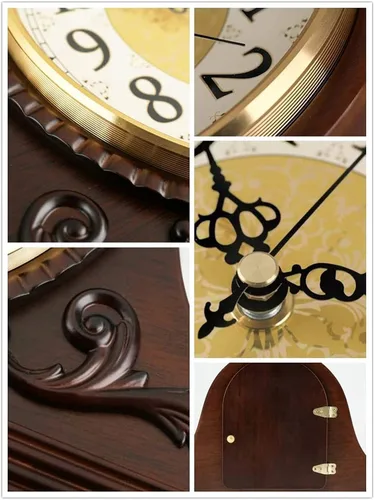 Vista 7 de Reloj de repisa, relojes de repisa retro, reloj de manto de madera para decoración de sala de estar, reloj de mesa silencioso, relojes de manto a