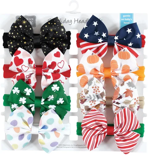 Vista 2 de Hudson Baby Cotton and Synthetic Headbands, Size 0-24 Months