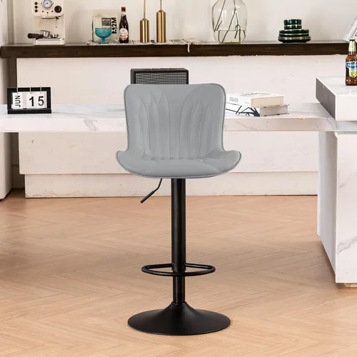 Vista 11 de YOUNIKE Juego de 2 taburetes de bar marrones modernos giratorios de altura de mostrador con respaldo alto ajustable para cocina, taburetes de bar