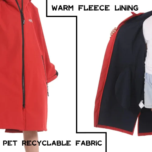 Vista 3 de Hiturbo Parka de natación impermeable para niños abrigo de natación resistente al viento, forro polar fino, chaqueta de nadador de gran
