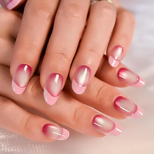Vista 44 de Gelnails - Uñas postizas cortas a presión con punta francesa blanca, 30 Almendra francesa blanca