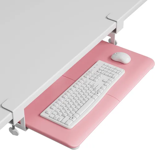 Vista 14 de BONTEC Bandeja para teclado debajo del escritorio, plataforma extraíble Negro