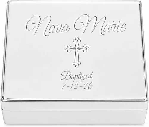 Vista 20 de Cherished Moments Joyero rectangular de dedicación de bebé personalizado Dedicación de plata