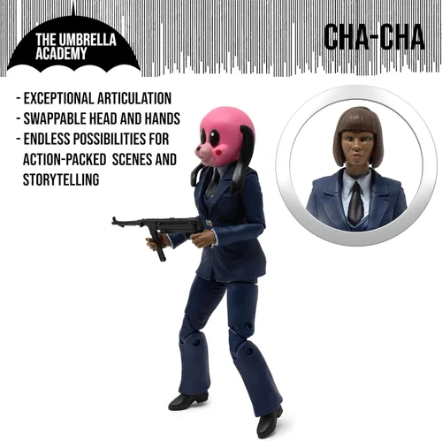 Vista 4 de Boss Fight Studio Figura de acción Cha-Cha de The Umbrella Academy – H.A.C.K.S. Figura coleccionable altamente articulada y personalizable