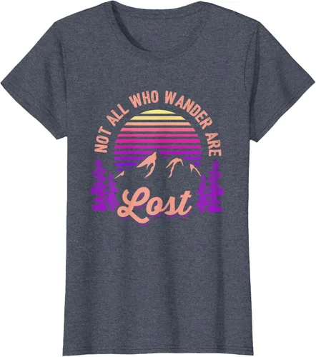 Vista 92 de Not All Who Wander Are Lost Vintage Mountains - Camiseta de senderismo, Negro, S