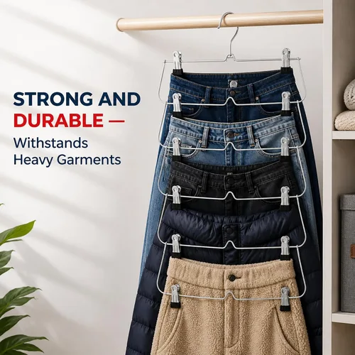 Vista 8 de USTECH Perchas de 8 niveles para pantalones (juego de 2) Percha de columpio de varios niveles con acolchado de espuma y brazo extraíble Perchas