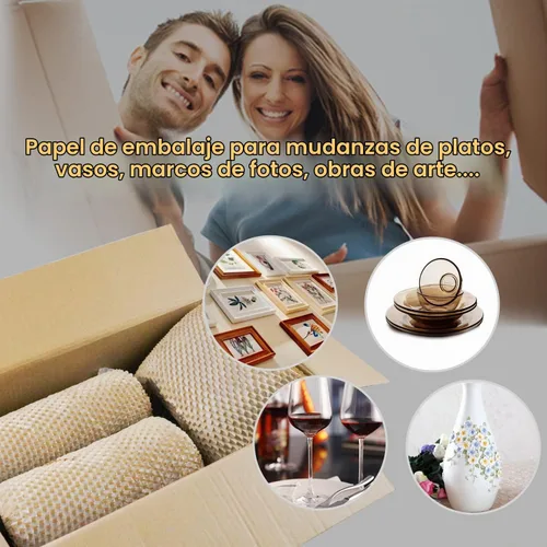 Vista 9 de Rollo de papel de embalaje de panal de abeja de 12 pulgadas x 295 pies con calcomanías frágiles, envoltura acolchada biodegradable para mudanza