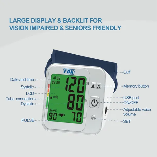 Vista 6 de Monitores de presión arterial para uso doméstico; control de volumen de voz bilingüe (inglés/español); monitor de presión arterial de brazo parlante
