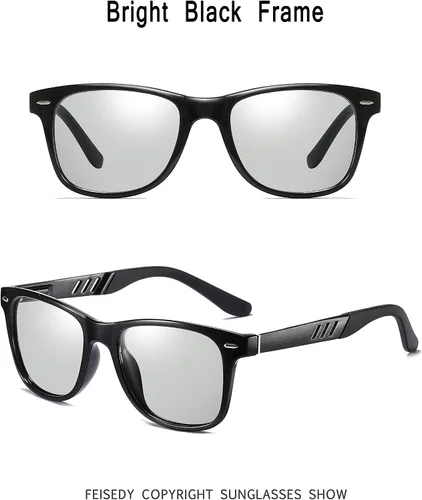 Vista 2 de FEISEDY vintage polarizado fotocromático gafas de sol hombres mujeres 100 protección UV al aire libre cuadrado gafas de sol b1001