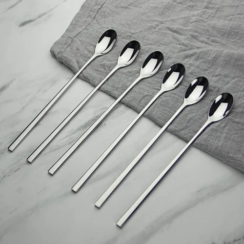 Vista 2 de AOOSY Cuchara de Mango Largo, Agitadores de Café, Cuchara de Té Helado de 9 Pulgadas, Cucharadita de Acero Inoxidable 18/10 Premium para Leche