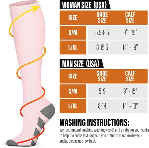 Vista 7 de FEYHAY Calcetines de compresión de cobre (5 pares) de 15-20 mmHg, la circulación es la mejor atlética y diaria para hombres y mujeres, correr