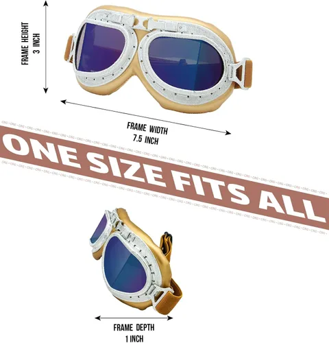 Vista 5 de CRG Sports Gafas de motocicleta estilo aviador vintage estilo piloto motocicleta crucero scooter gafas para hombre, mujer, adulto