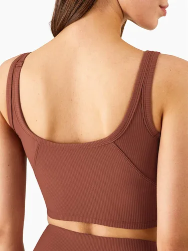 Vista 2 de KIKIWING - Sujetador deportivo sin costuras para mujer, camiseta corta sin mangas para mujer, sujetador deportivo con forro largo, acanalado, top