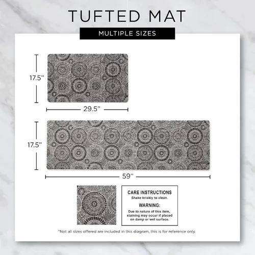 Vista 3 de DII Colección Tufted Mat Interior / exterior, respaldo de cojín de espuma de PVC, 17.75 x 59, caleidoscopio negro