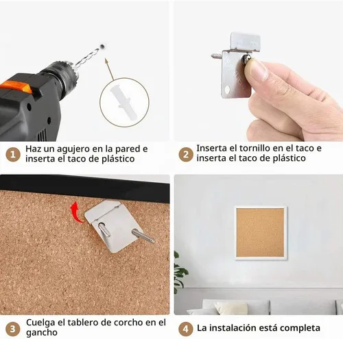 Vista 5 de Tableros de corcho para pared, tablero de anuncios de corcho para paredes