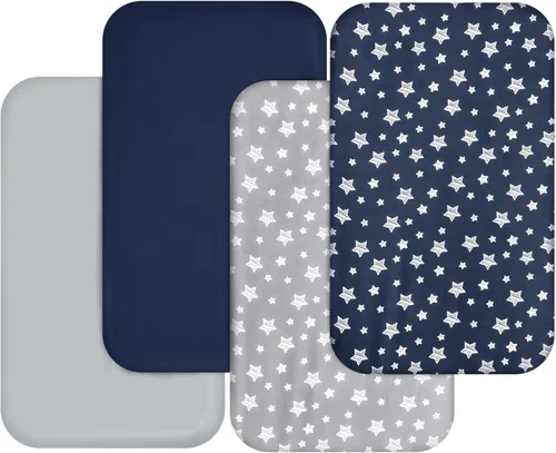 Vista 8 de Sábanas de moisés para niñas, paquete de 4 (33 x 20 pulgadas), compatibles con AirClub, Mika Micky, Baby Delight, Dream On Me, Koola Baby, AMKE