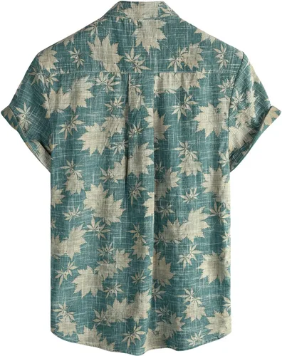 Vista 2 de VATPAVE Camisas hawaianas con bolsillo frontal para hombre, camisas florales casuales de manga corta con botones, camisas tropicales para la playa