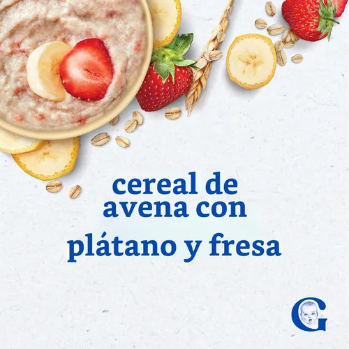 Vista 3 de Gerber Cereal de avena con plátano y fresa, 8 onzas, paquete de 5
