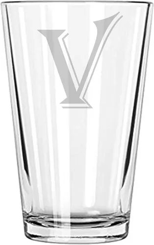 Vista 20 de Vaso de cerveza 16 oz pinta Monograma (B)