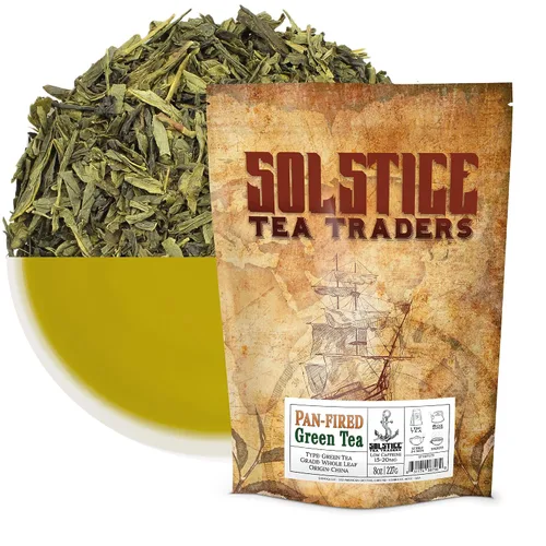 Vista 16 de Hojas sueltas té verde a granel Solstice Tea Traders, varios sabores en bolsa