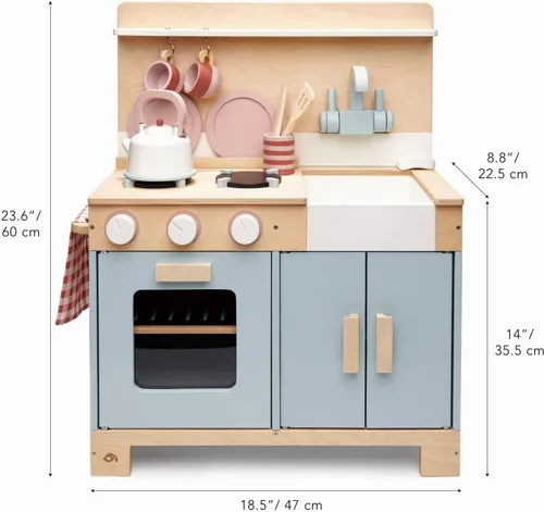 Vista 3 de Tender Leaf Toys Mini Chef Home Kitchen – Cocina de madera totalmente equipada con accesorios para cocinar – Desarrolla habilidades sociales