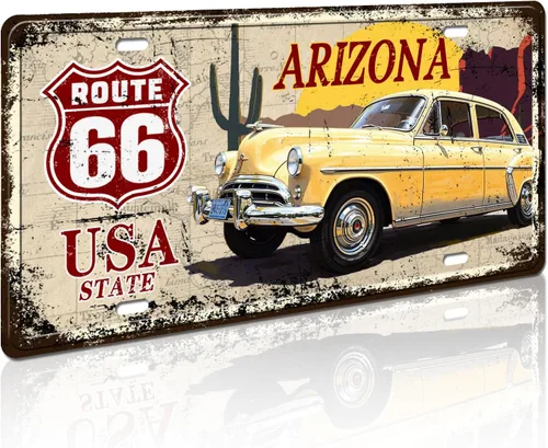 Vista 8 de Texas Route 66 - Letrero decorativo para placa de matrícula vintage de Estados Unidos, 12 x 6 pulgadas