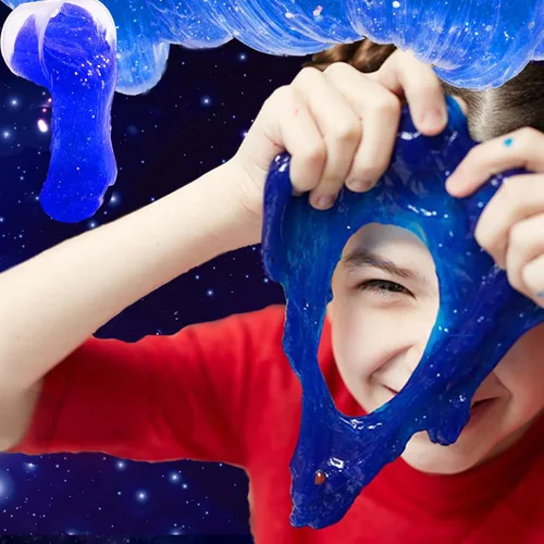 Vista 4 de 24 paquetes de slime azul de la galaxia estrellada, recuerdo de fiesta para niños, niñas y niños, antiadherente, alivio del estrés y la ansiedad